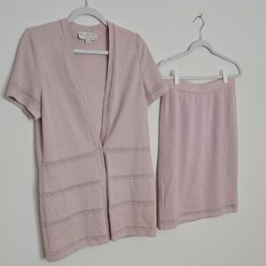 Vintage St. John Collection Soft Pink Knitwear Suit Old Money Luxury | Size 8